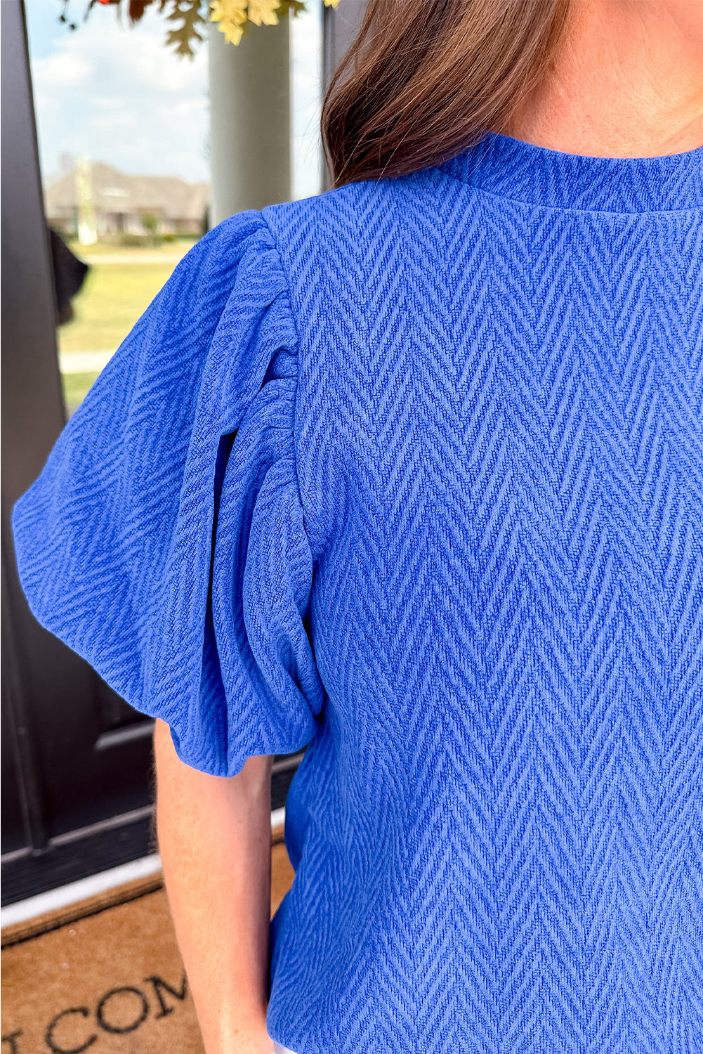 Textured Puff Sleeve Blouse