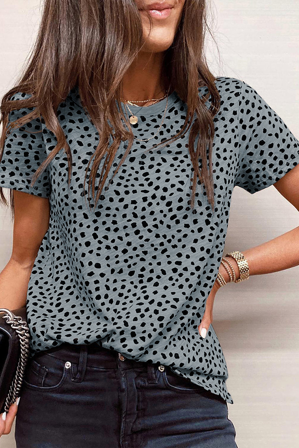 Cheetah Print Crew Neck T-Shirt