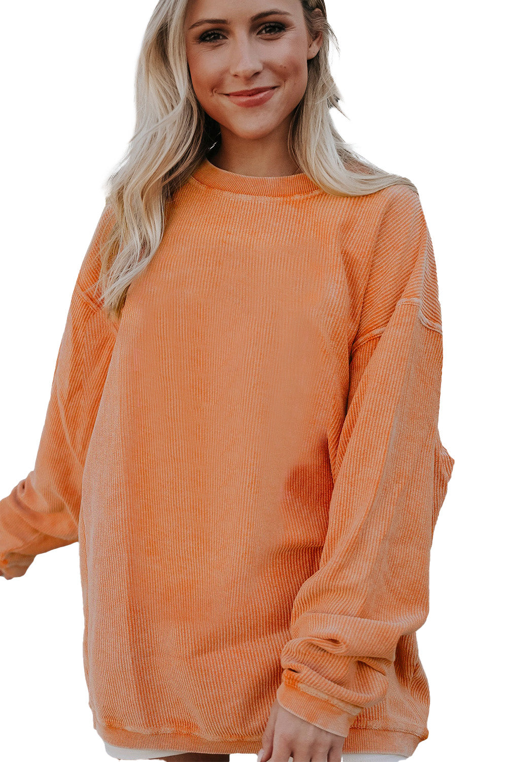Drop Sleeve Rib-Knit Oversized Sweatshirt
