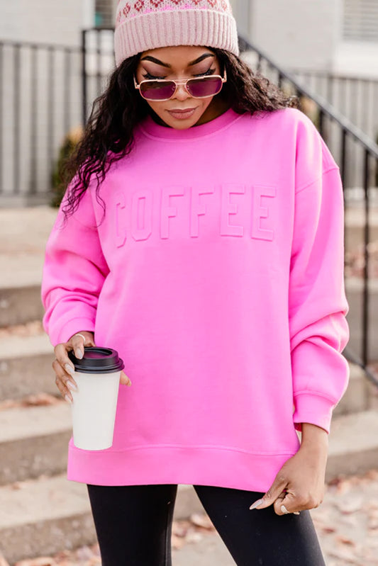 Coffee Letter Drop Shoulder Sweatshirt