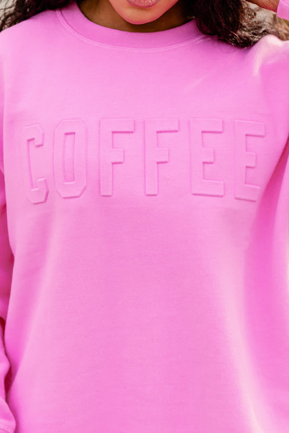 Bonbon Coffee Letter Drop Shoulder Sweatshirt