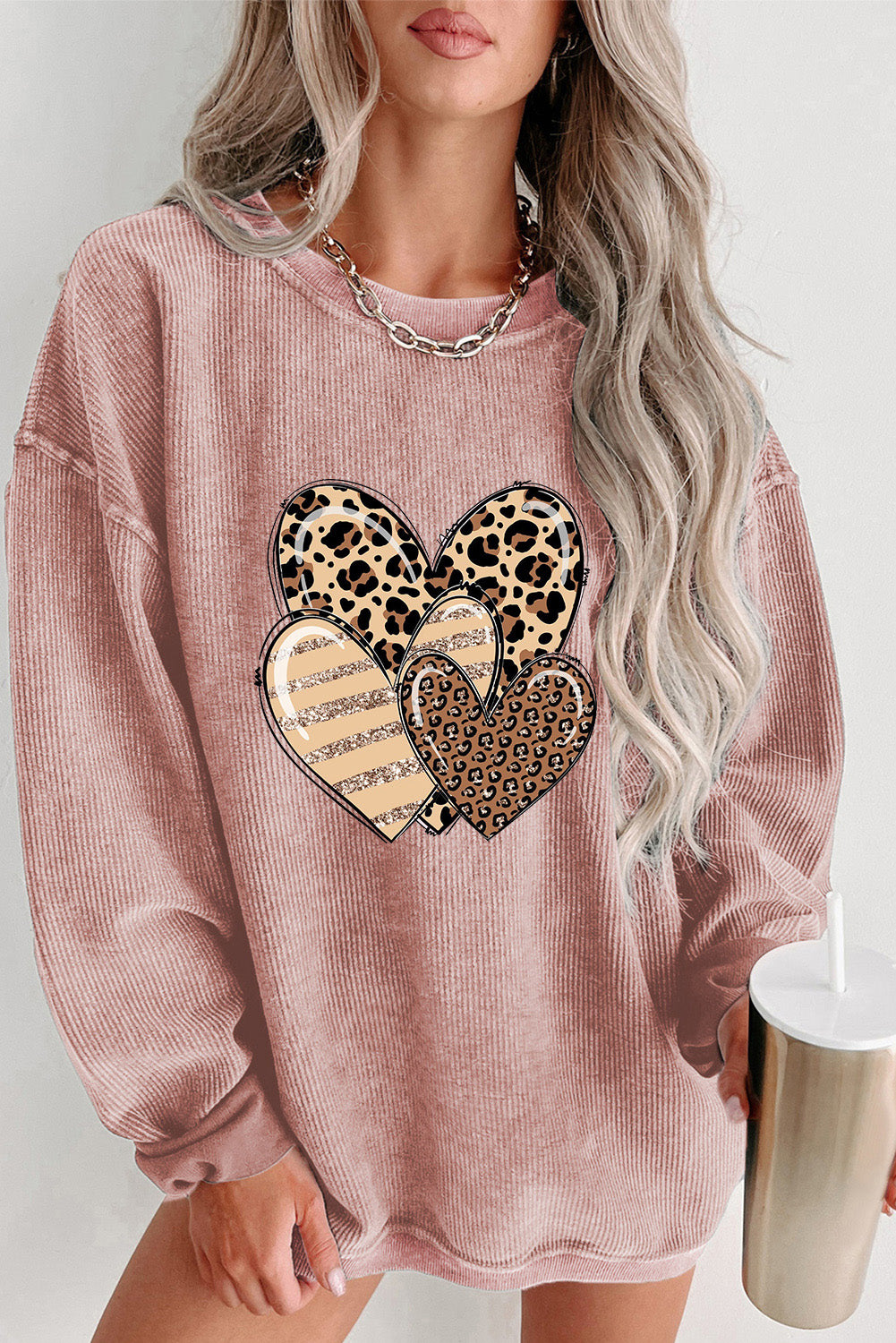 Pink Leopard Heart Long Sleeve