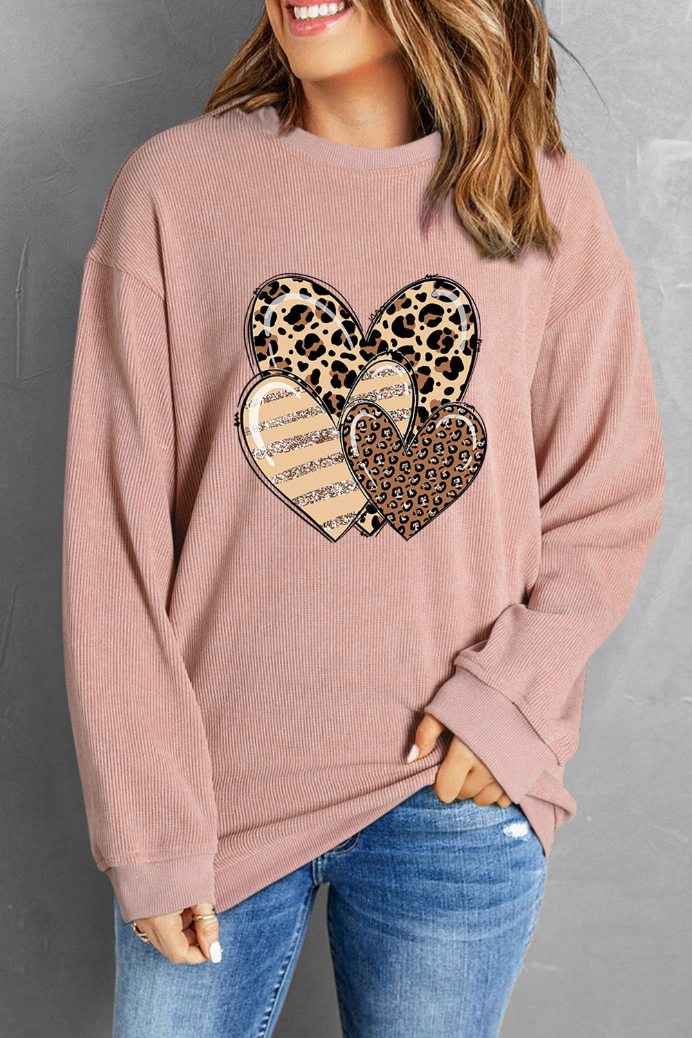 Pink Leopard Heart Long Sleeve