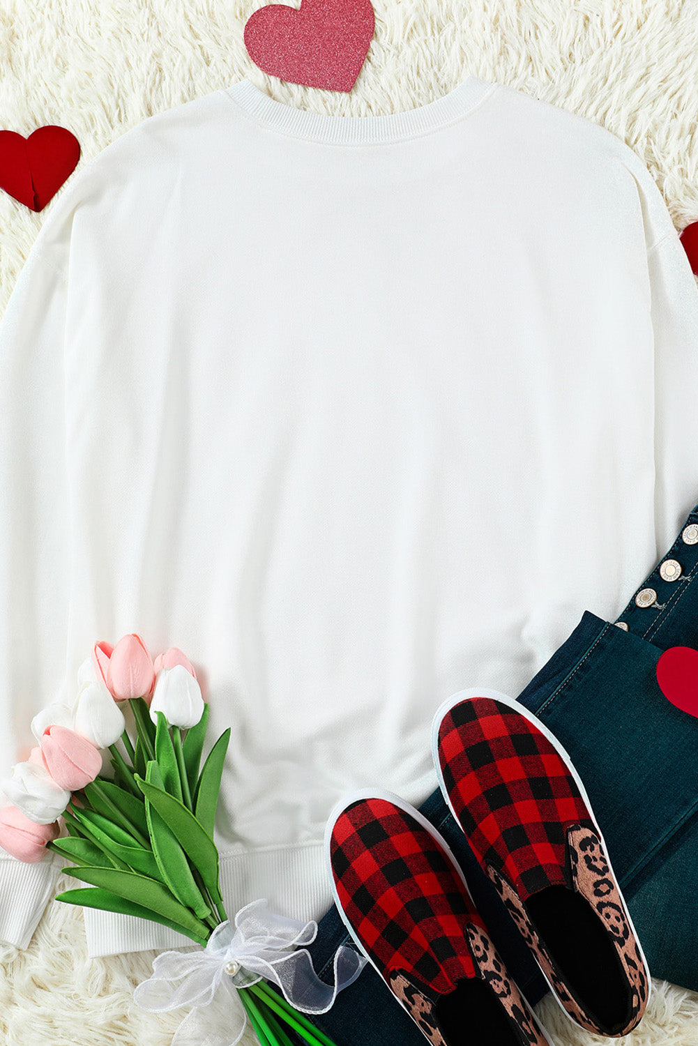 Sudadera con gráfico bordado de chenilla con letras de amor