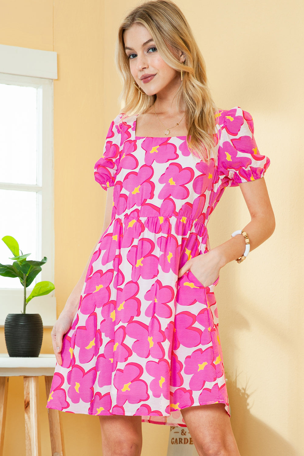 Floral Print Babydoll Short Dress