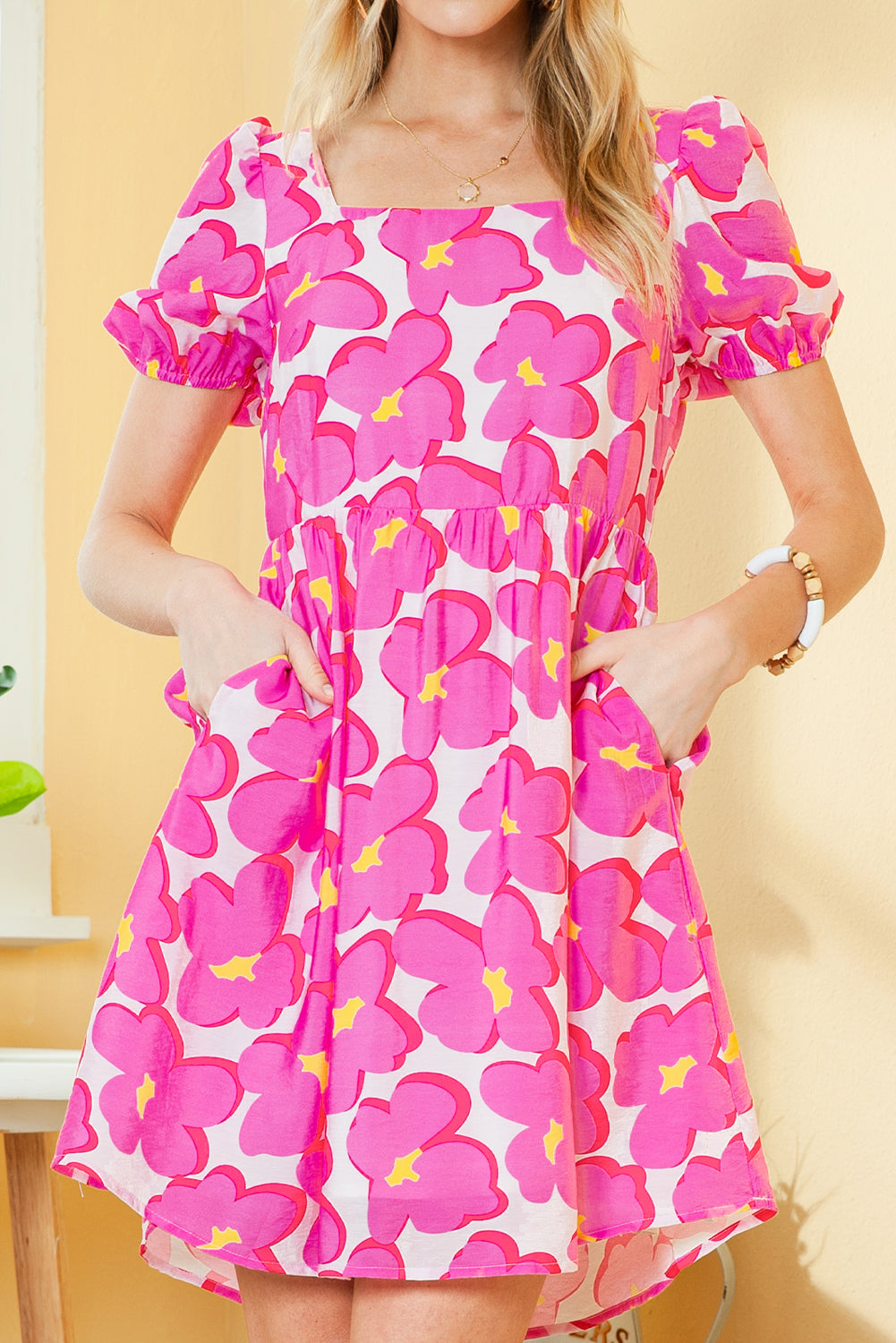 Floral Print Babydoll Short Dress