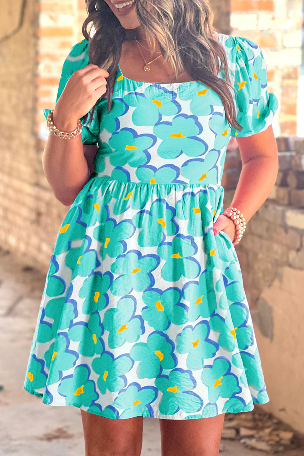 Floral Print Babydoll Short Dress