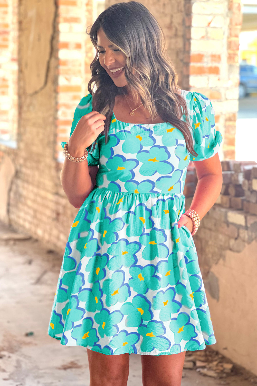 Floral Print Babydoll Short Dress