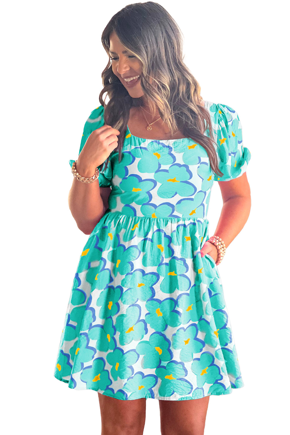 Floral Print Babydoll Short Dress