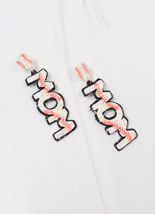 Baseball Mom Glitter Earring