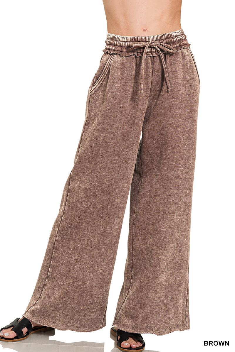 Zenana Acid Washed Fleece Sweatpants