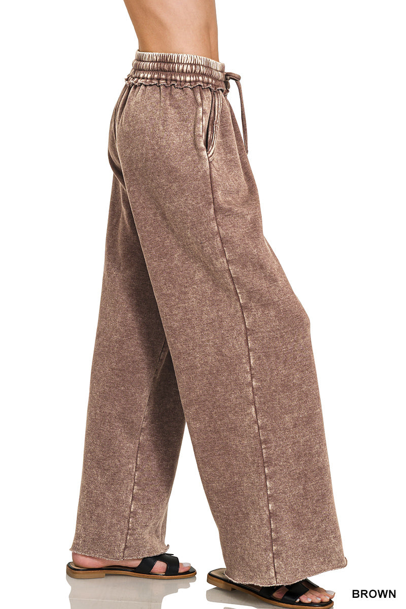 Zenana Acid Washed Fleece Sweatpants