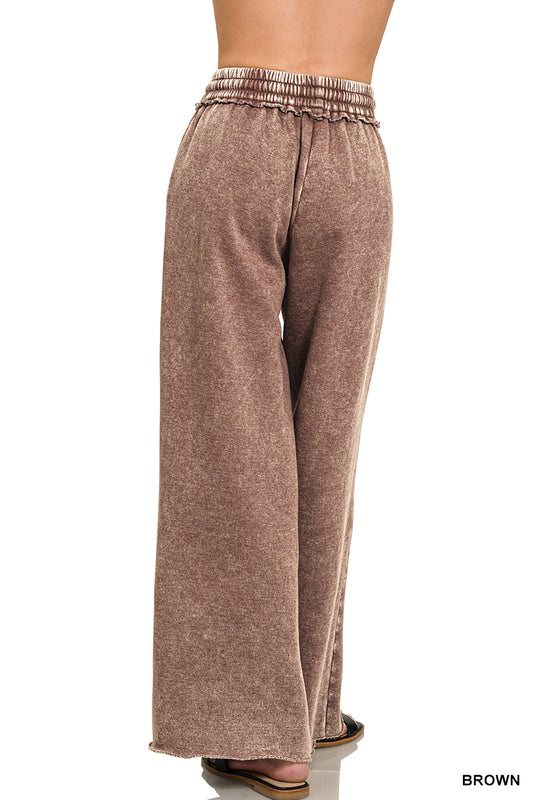 Zenana Acid Washed Fleece Sweatpants