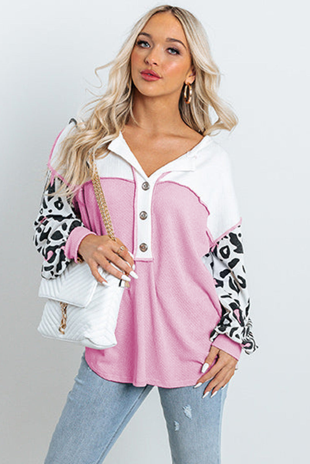 Leopard Sleeve Henley