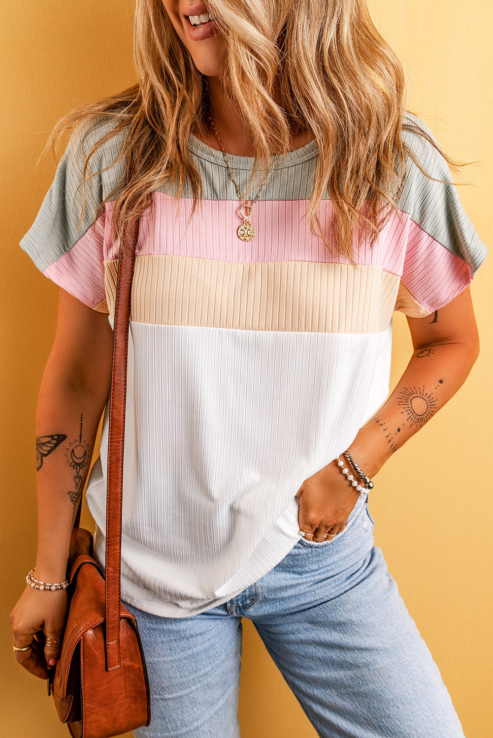 Ribbed Color Block Tee