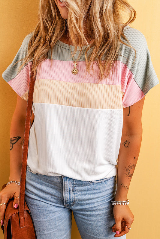 Ribbed Color Block Tee