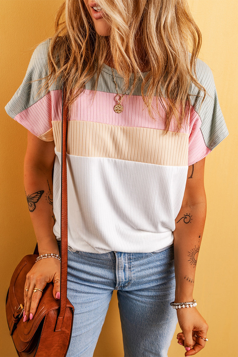 Ribbed Color Block Tee