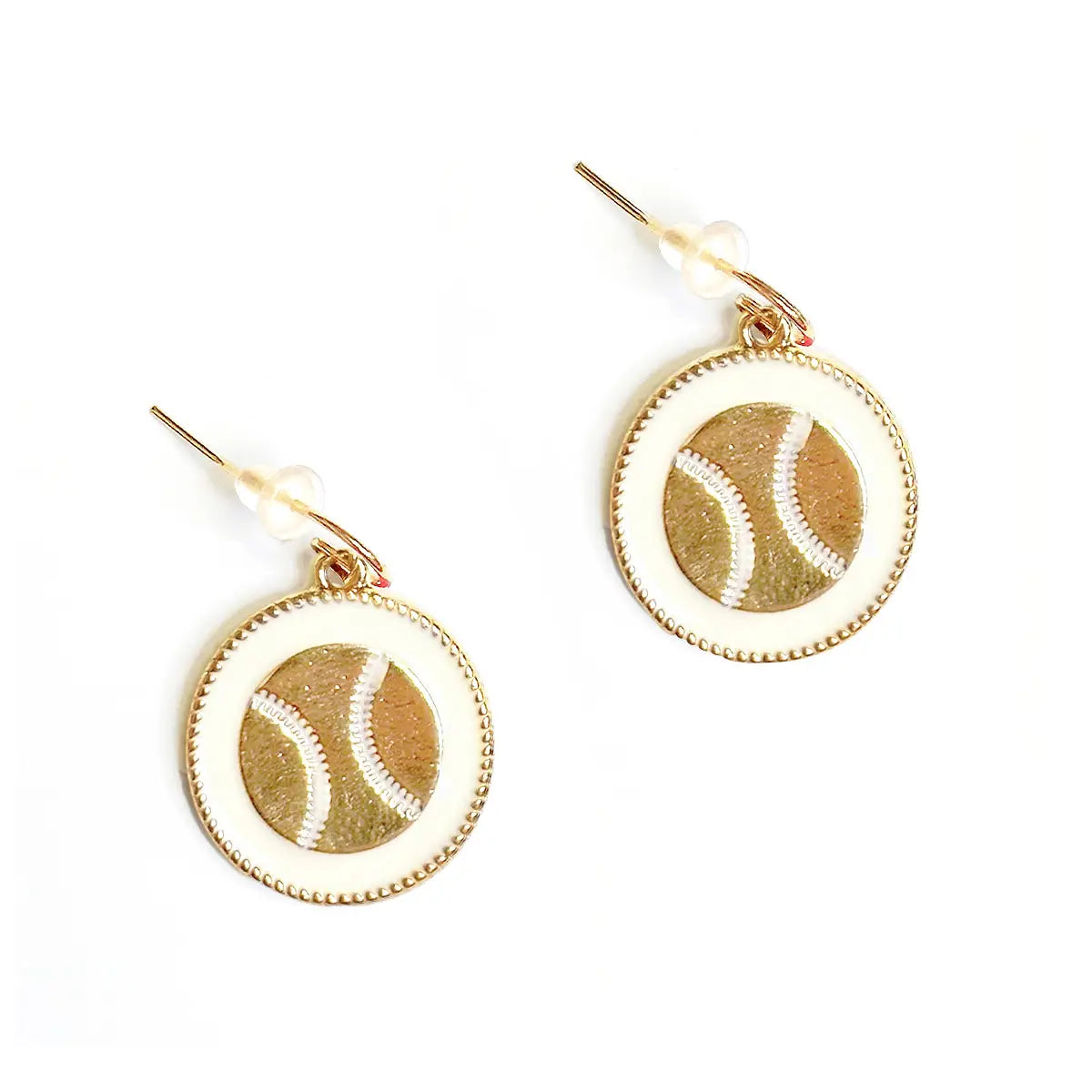 White/Gold Baseball Earring