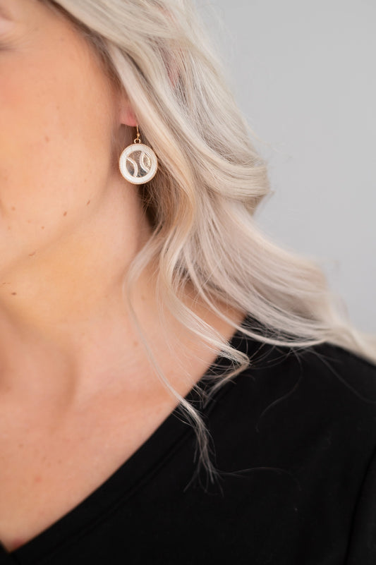 White/Gold Baseball Earring