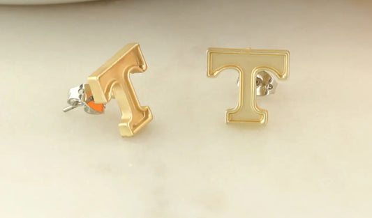 Matte Gold Tennessee "Power T" Stud Earring