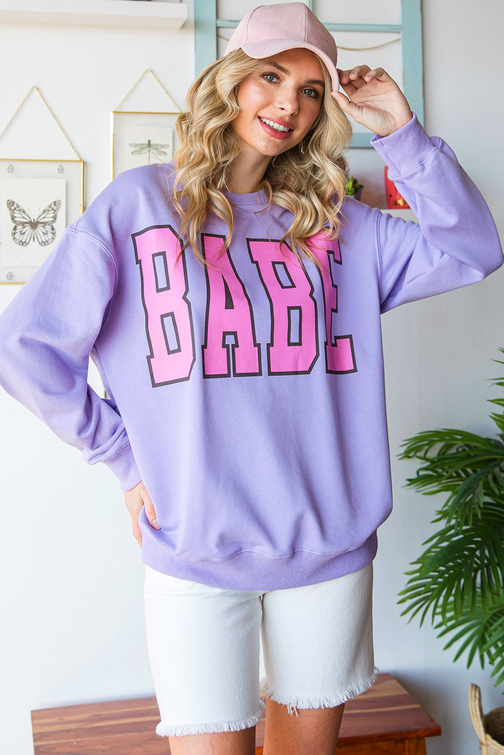 BABE Letter Casual Pullover Sweatshirt