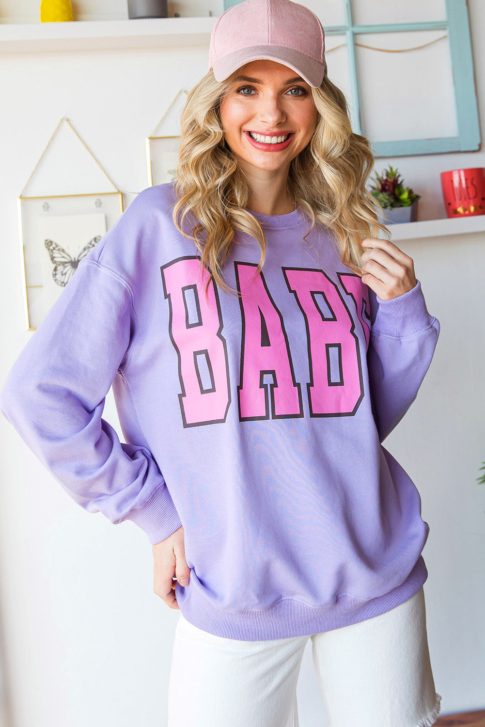 BABE Letter Casual Pullover Sweatshirt