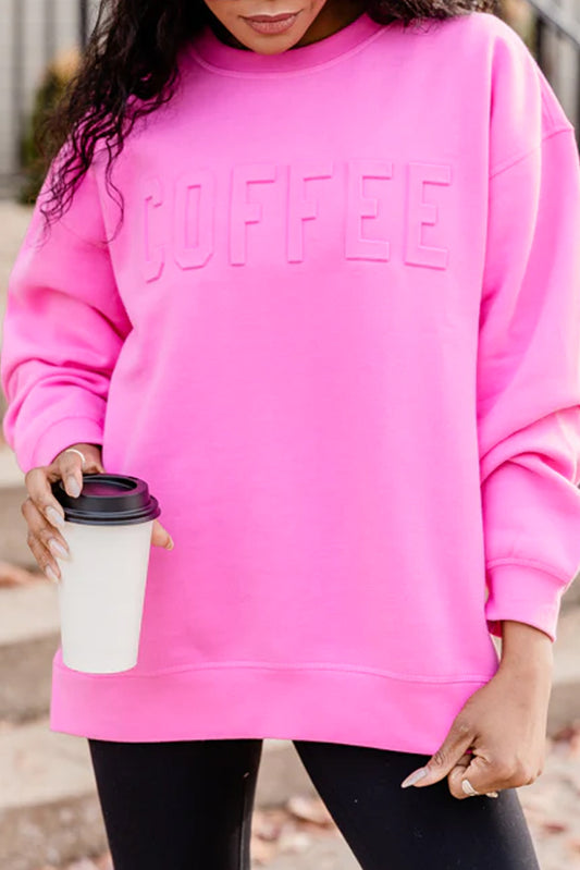 Bonbon Coffee Letter Drop Shoulder Sweatshirt