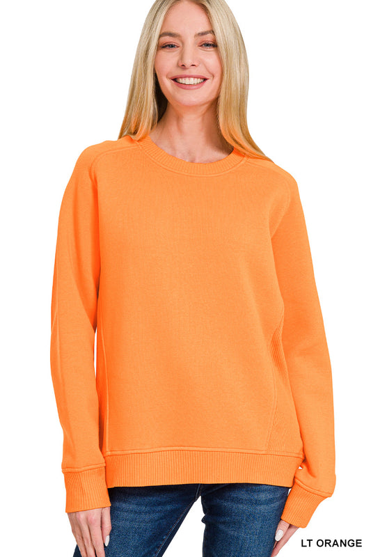 Zenana Fleece Ribbed Raglan Sweatshirt