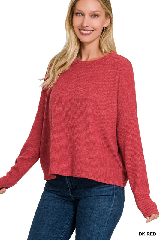 Zenana Ribbed Dolman Sweater