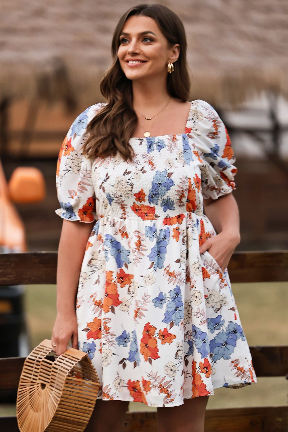 Floral Smocked Flared Dress