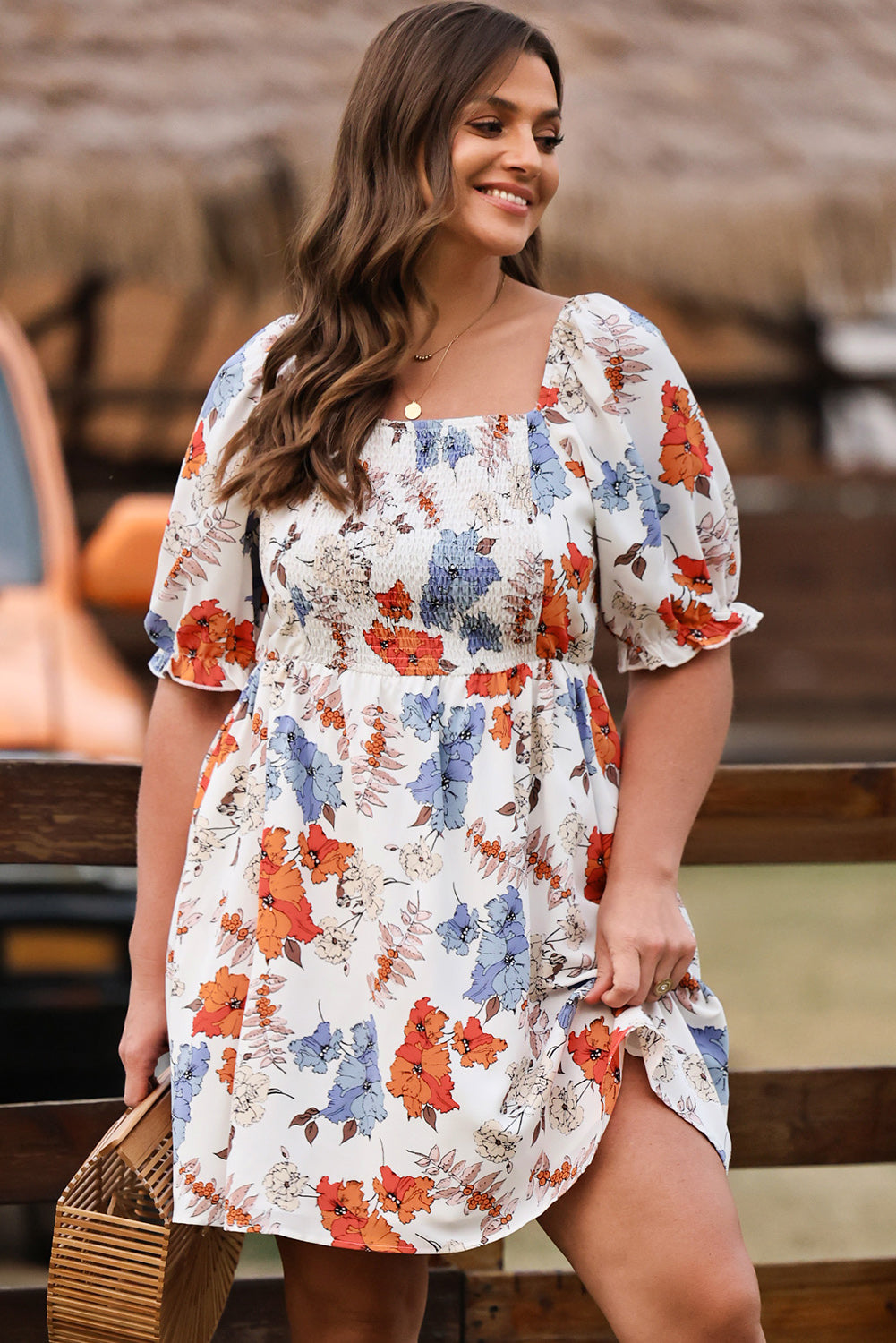 Floral Smocked Flared Dress