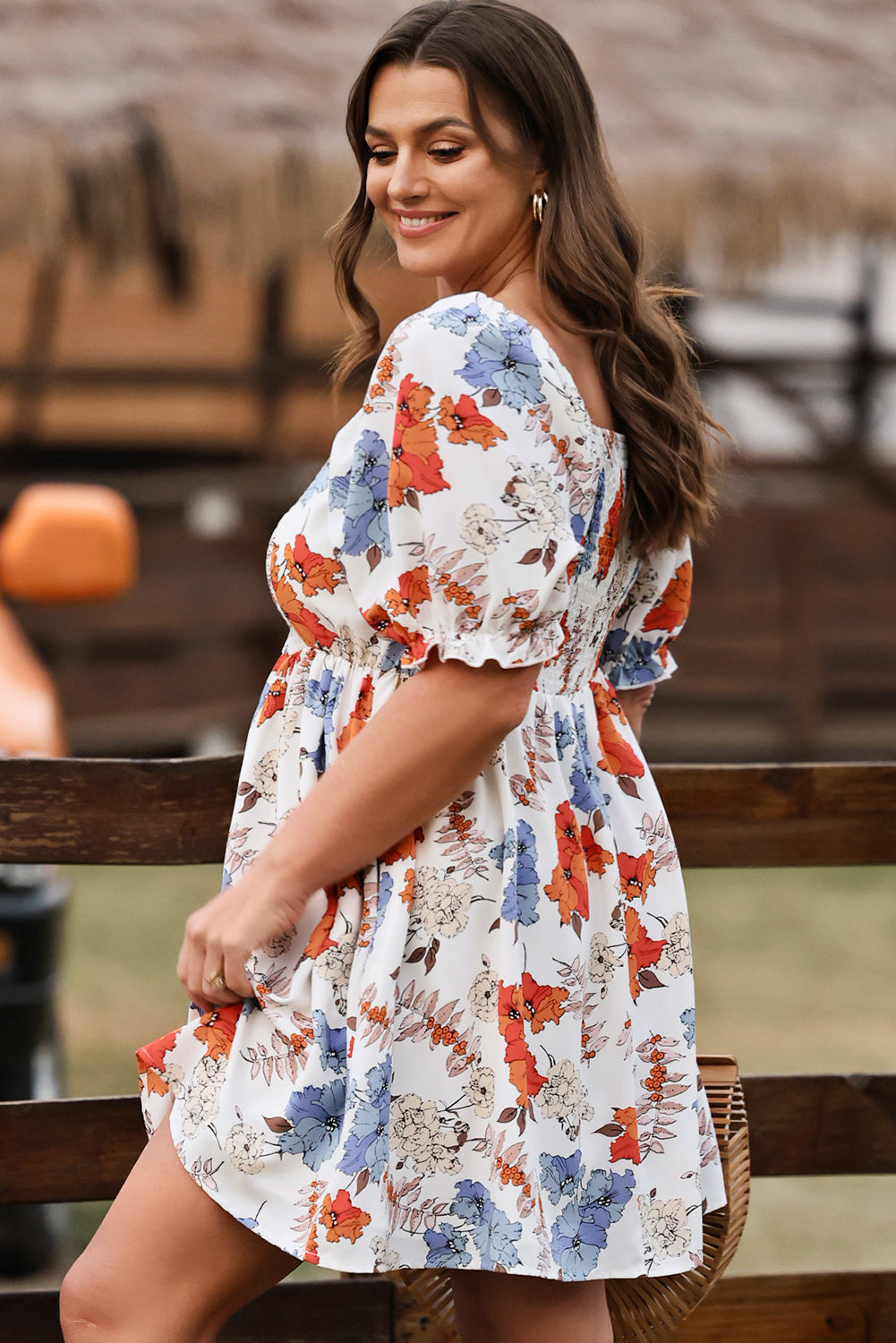 Floral Smocked Flared Dress