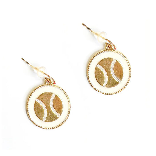 White/Gold Baseball Earring